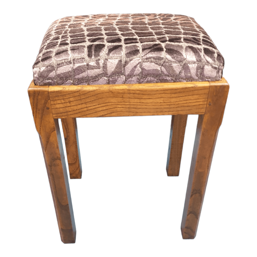 small oak drop in seat stool faux snake skin fabric